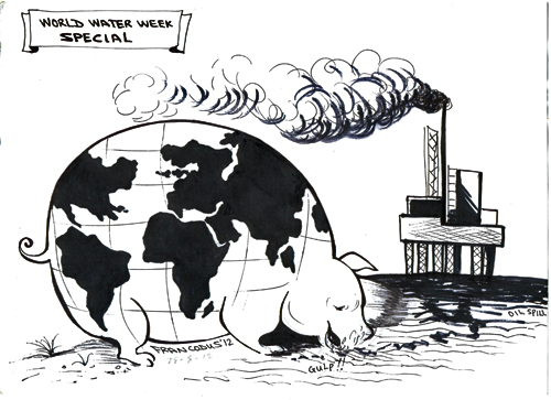 Oil Wise: Cartoon in honor of World Water Week created by and @Francis Odupute